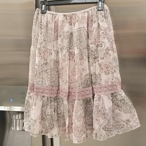 💕GOLD HAWK💕 100% Silk Pattern Skirt - Picture 1 of 6